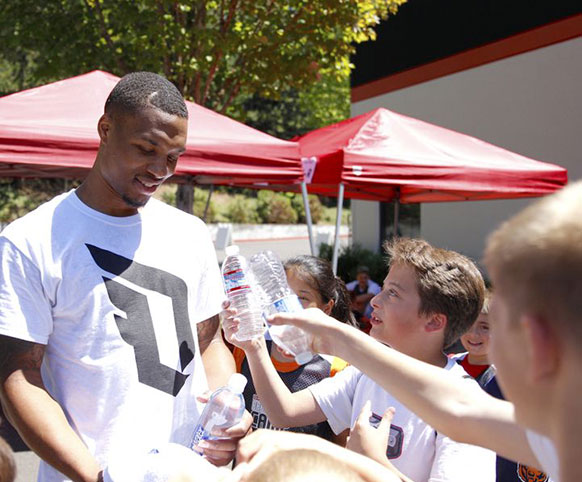 Damian Lillard Basketball Camp Portland Trailblazers star Damian Lillard at a YMCA basketball camp