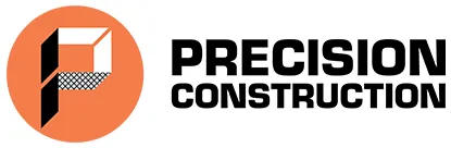 Logo and text for Precision Construction Company 